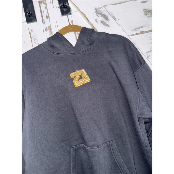 Jordan Gel Oversized Pullover Hoodie Statement Fleece Charcoal 23 Bling Logo M - Picture 8 of 11